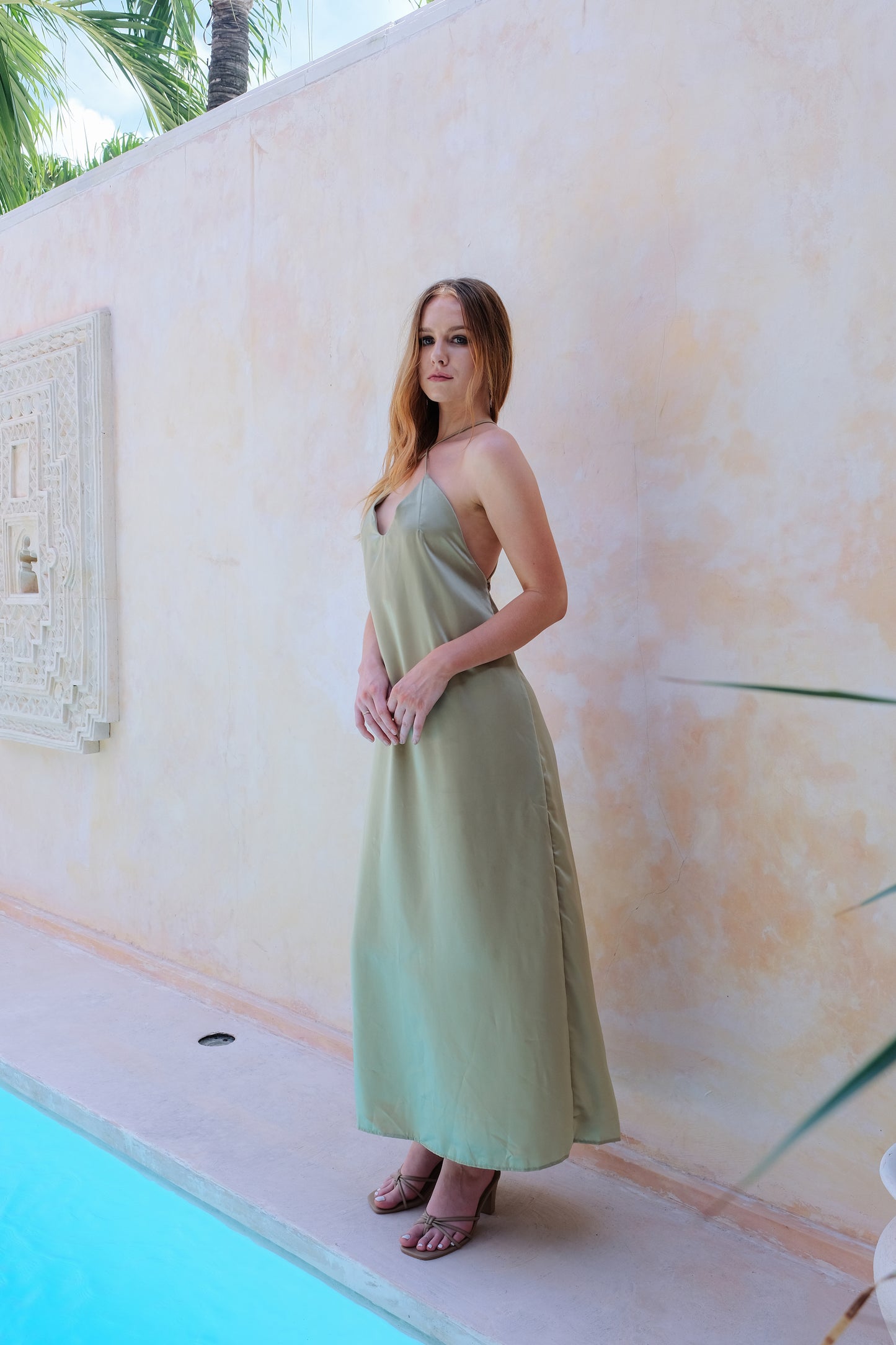 Helena Silky Dress in Green